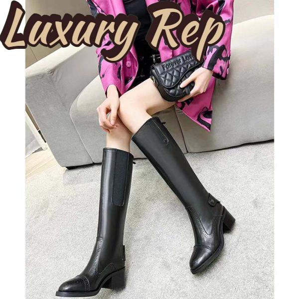 Replica Dior Women Shoes CD D-Folk Heeled Boot Black Perforated Calfskin 4.5 Cm Heel 9
