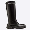 Replica Dior Women Shoes CD D-Folk Heeled Boot Black Perforated Calfskin 4.5 Cm Heel 15