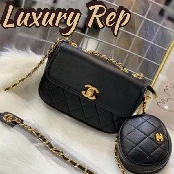 Replica Chanel Women Flap Bag with Pocket Accessories Calfskin Leather-Black 3