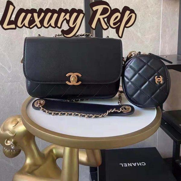 Replica Chanel Women Flap Bag with Pocket Accessories Calfskin Leather-Black 4