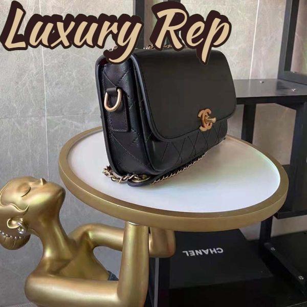 Replica Chanel Women Flap Bag with Pocket Accessories Calfskin Leather-Black 6