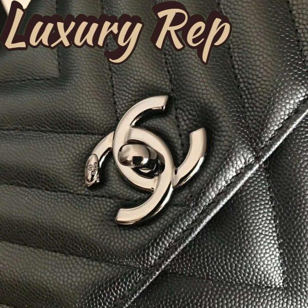 Replica Chanel Women Flap Bag with Top Handle Grained Calfskin-Black 7