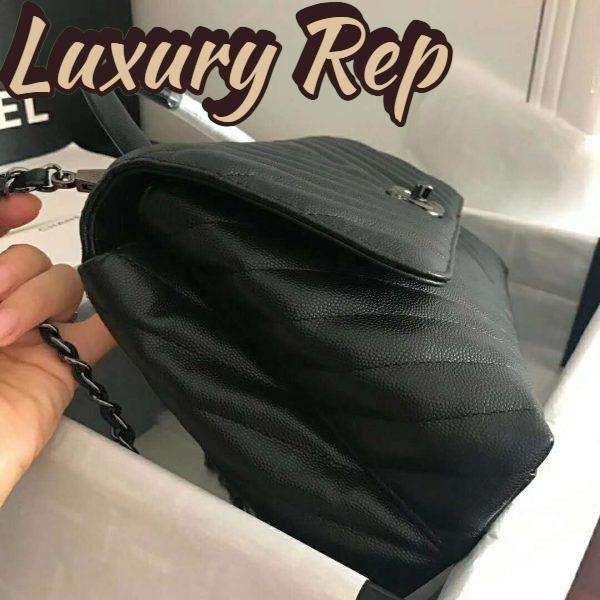 Replica Chanel Women Flap Bag with Top Handle Grained Calfskin-Black 8