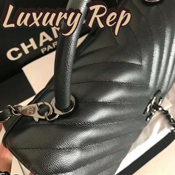Replica Chanel Women Flap Bag with Top Handle Grained Calfskin-Black 10