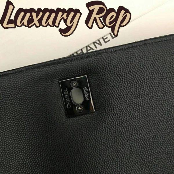 Replica Chanel Women Flap Bag with Top Handle Grained Calfskin-Black 11