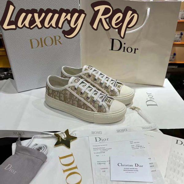 Replica Dior Women Shoes CD Walk’N’Dior Platform Sneaker Gold-Tone Oblique Cotton Metallic Thread Embroidery 3