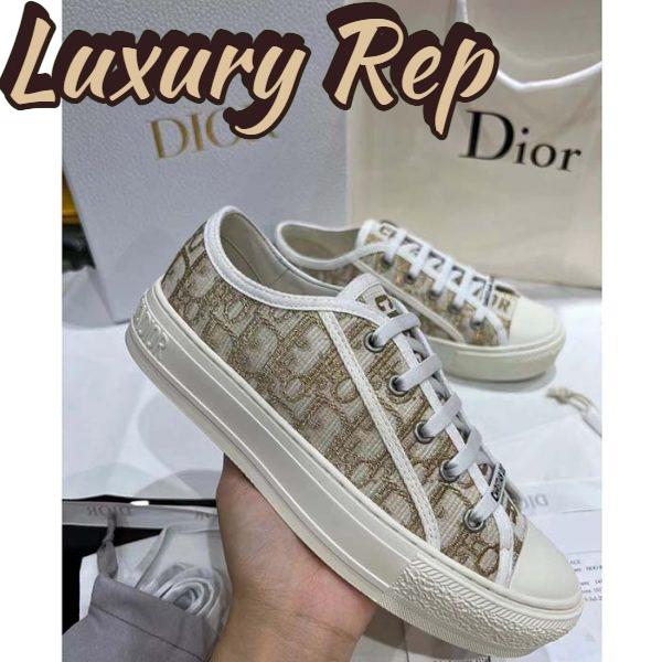 Replica Dior Women Shoes CD Walk’N’Dior Platform Sneaker Gold-Tone Oblique Cotton Metallic Thread Embroidery 4