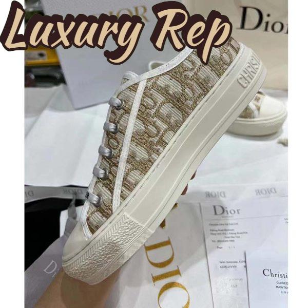 Replica Dior Women Shoes CD Walk’N’Dior Platform Sneaker Gold-Tone Oblique Cotton Metallic Thread Embroidery 5