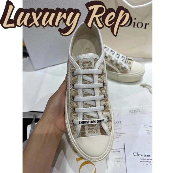 Replica Dior Women Shoes CD Walk’N’Dior Platform Sneaker Gold-Tone Oblique Cotton Metallic Thread Embroidery 6