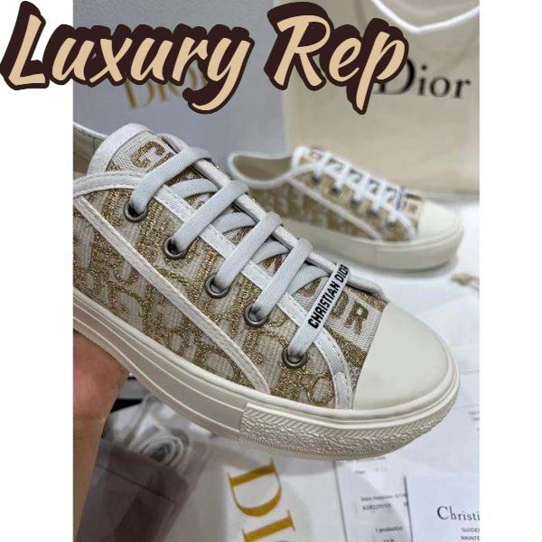 Replica Dior Women Shoes CD Walk’N’Dior Platform Sneaker Gold-Tone Oblique Cotton Metallic Thread Embroidery 7