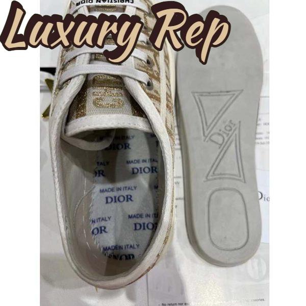 Replica Dior Women Shoes CD Walk’N’Dior Platform Sneaker Gold-Tone Oblique Cotton Metallic Thread Embroidery 8