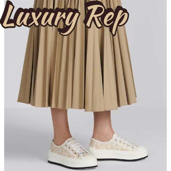 Replica Dior Women Shoes CD Walk’N’Dior Platform Sneaker Gold-Tone Oblique Cotton Metallic Thread Embroidery 12
