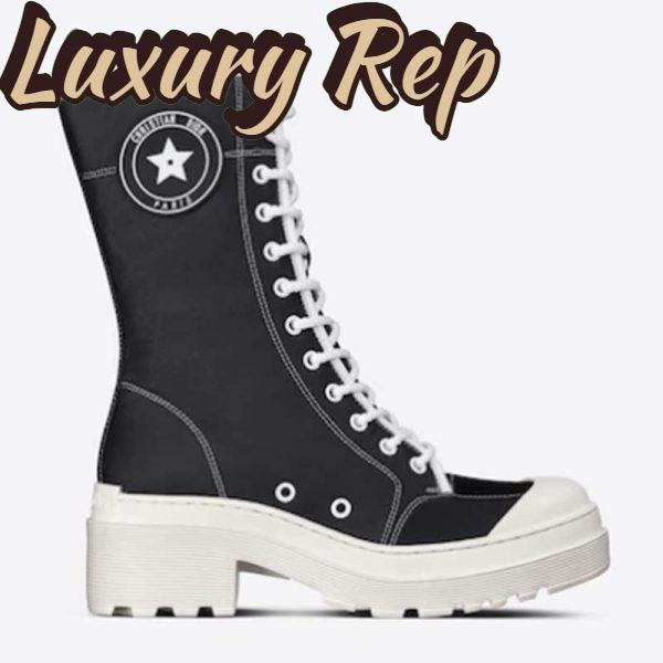 Replica Dior Women CD Shoes D-Rise Boot Black Technical Fabric Calfskin 21.5 cm High