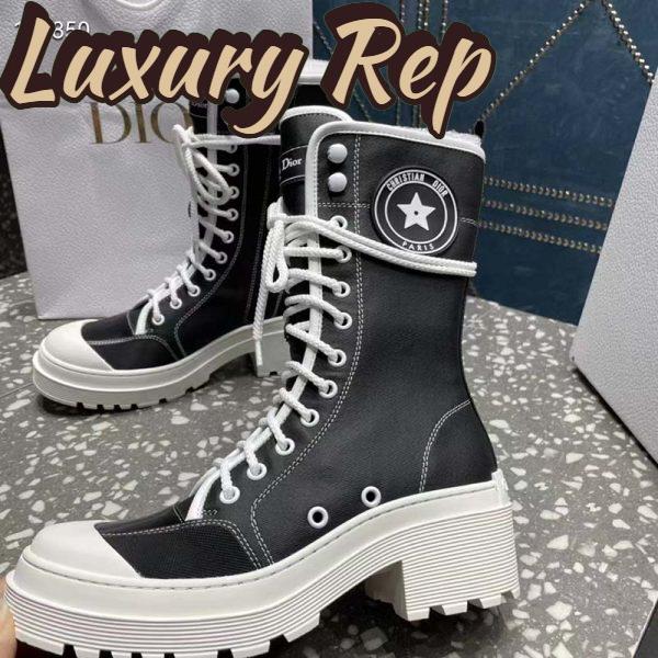 Replica Dior Women CD Shoes D-Rise Boot Black Technical Fabric Calfskin 21.5 cm High 4