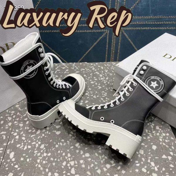 Replica Dior Women CD Shoes D-Rise Boot Black Technical Fabric Calfskin 21.5 cm High 5