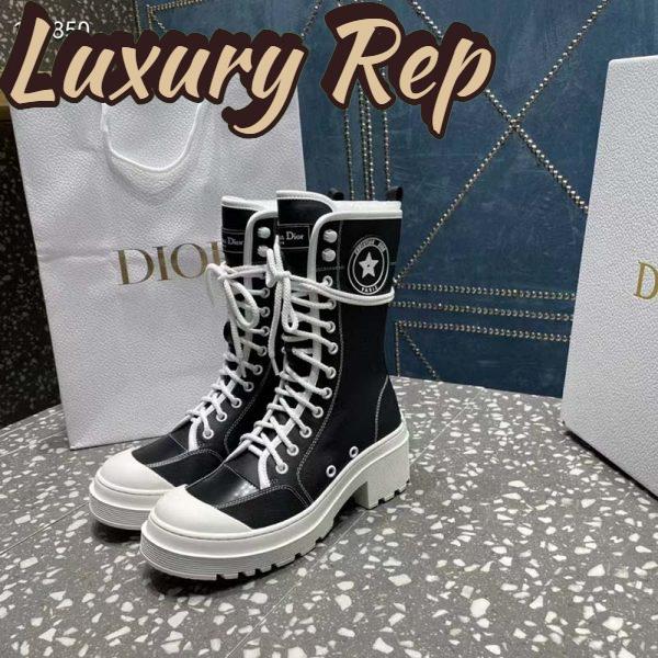 Replica Dior Women CD Shoes D-Rise Boot Black Technical Fabric Calfskin 21.5 cm High 6