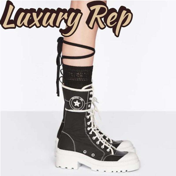 Replica Dior Women CD Shoes D-Rise Boot Black Technical Fabric Calfskin 21.5 cm High 14