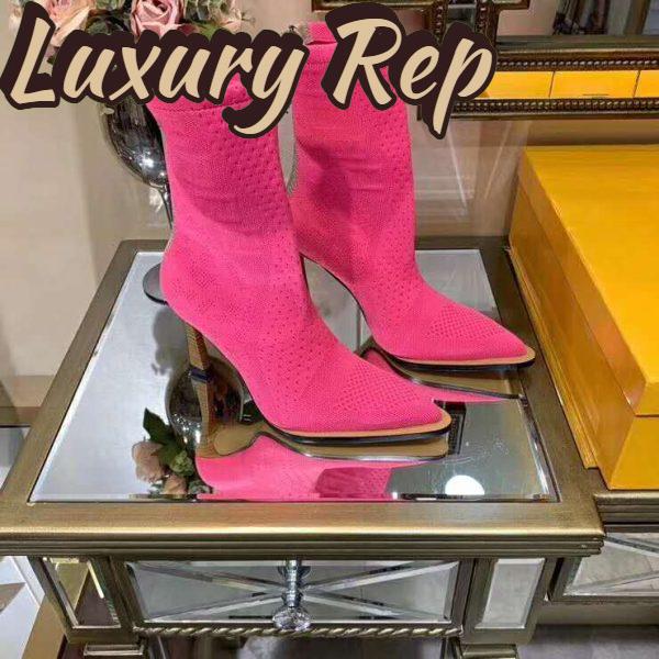 Replica Fendi Women High-Tech Rose Jacquard Ankle Boots FFrame Pointed-Toe 4