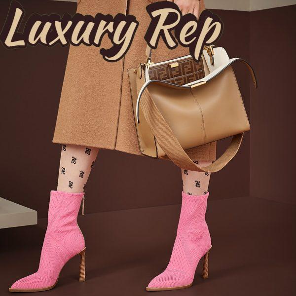 Replica Fendi Women High-Tech Rose Jacquard Ankle Boots FFrame Pointed-Toe 7