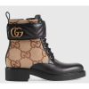 Replica Gucci GG Women’s Ankle Boot Double G Beige Ebony Maxi GG Canvas