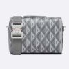 Replica Dior Unisex CD Lingot Pouch Gray CD Diamond Canvas Smooth Calfskin