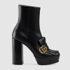 Replica Gucci Women Knee-High Optical Print Boot Black Brown Leather Interlocking G 13