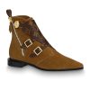 Replica Louis Vuitton LV Women Jumble Flat Ankle Boot in Suede Calf Leather and Patent Monogram Canvas-Brown