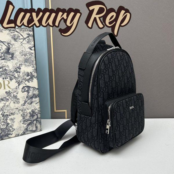 Replica Dior Unisex CD Mini Rider Sling Bag Black Beige Dior Oblique Jacquard 5