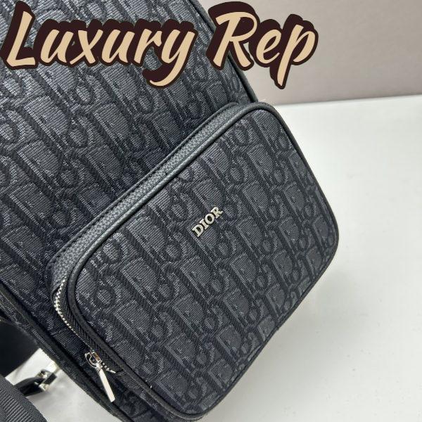 Replica Dior Unisex CD Mini Rider Sling Bag Black Beige Dior Oblique Jacquard 7