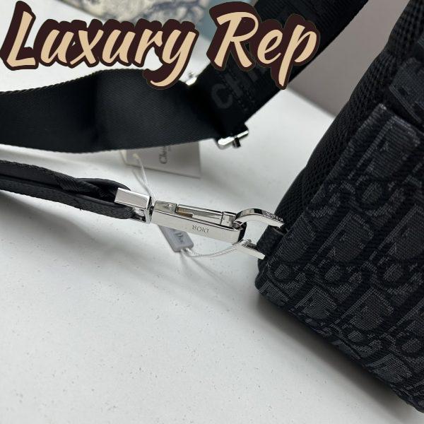 Replica Dior Unisex CD Mini Rider Sling Bag Black Beige Dior Oblique Jacquard 9