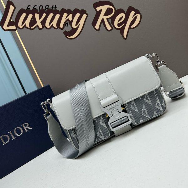 Replica Dior Unisex Hit The Road Bag Strap Gray CD Diamond Canvas Smooth Calfskin 3