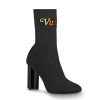 Replica Louis Vuitton LV Women Silhouette Ankle Boot with Rainbow-Colored Vuitton Signature-Black
