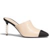 Replica Chanel Women Mules Lambskin & Grosgrain 8 cm Heel-Beige