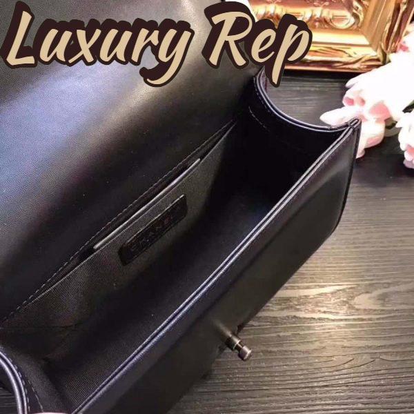 Replica Chanel Boy Chanel Handbag in Chevron Quilted Calfskin Leather-Black 7