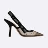 Replica Dior Women J’adior Pump in Dotted Swiss Tulle and Rhinestones in 10 cm Heel-Black