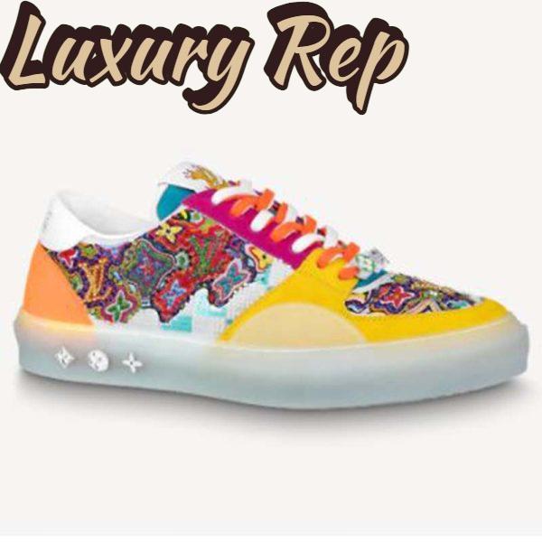 Replica Louis Vuitton LV Unisex LV Ollie Sneaker Yellow Beads Suede Calf Leather