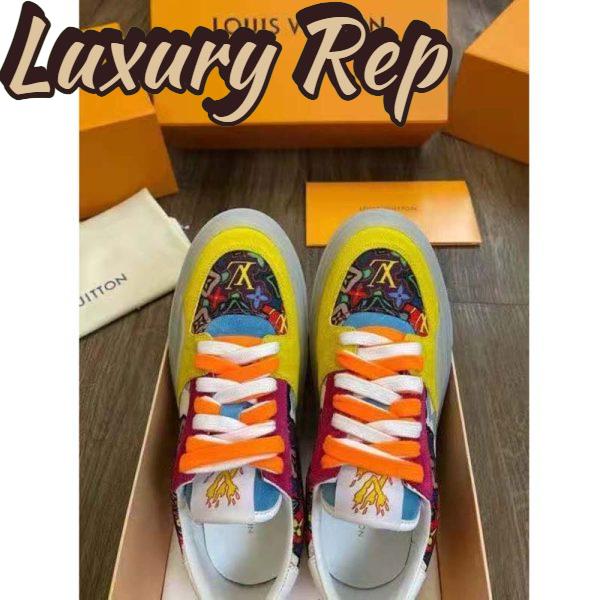 Replica Louis Vuitton LV Unisex LV Ollie Sneaker Yellow Beads Suede Calf Leather 9