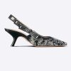 Replica Dior Women Shoes J’Adior Slingback Pump Black Transparent Mesh Embroidered Roses Motif 12