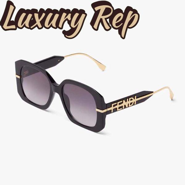 Replica Fendi Women Fendigraphy Black Acetate Sunglasses 3