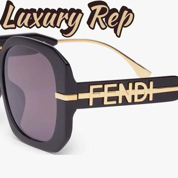 Replica Fendi Women Fendigraphy Black Acetate Sunglasses 4