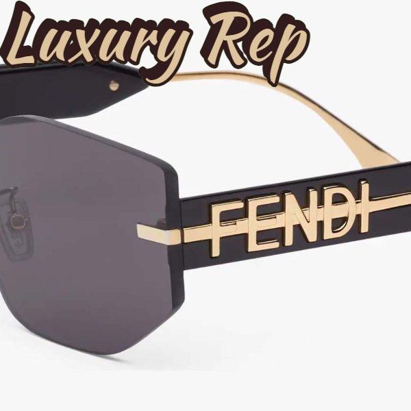 Replica Fendi Women Fendigraphy Black Shield Sunglasses 4