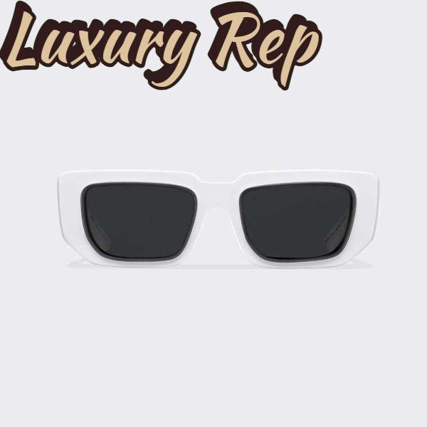 Replica Prada Women Symbole Sunglasses with Traditional Prada Triangle Logo-White