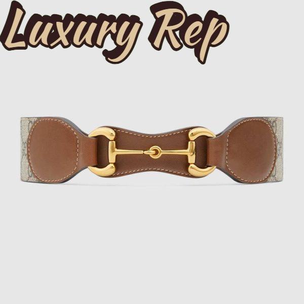 Replica Gucci Unisex Belt with Leather and Horsebit 4 cm Width Beige GG Supreme Canvas