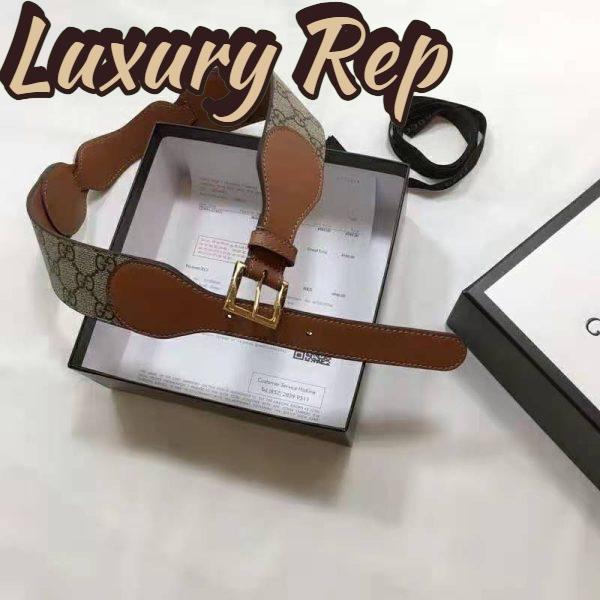 Replica Gucci Unisex Belt with Leather and Horsebit 4 cm Width Beige GG Supreme Canvas 4