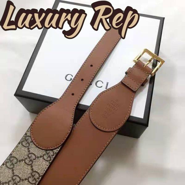 Replica Gucci Unisex Belt with Leather and Horsebit 4 cm Width Beige GG Supreme Canvas 7