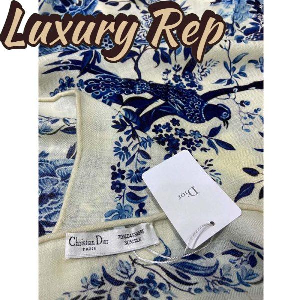Replica Dior Women CD Dior Jardin D’Hiver 90 Square Scarf Ivory Blue Silk Twill 6