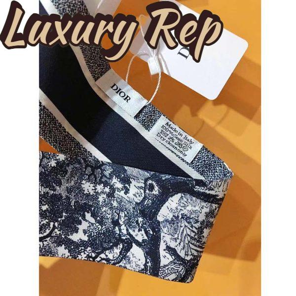 Replica Dior Women CD Toile De Jouy Sauvage Mitzah Scarf Ivory Navy Blue Silk Twill 7