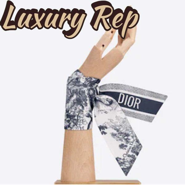 Replica Dior Women CD Toile De Jouy Sauvage Mitzah Scarf Ivory Navy Blue Silk Twill 9