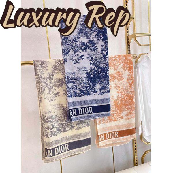 Replica Dior CD Women Toile De Jouy Sauvage Square 90 Scarf Ivory Navy Blue Silk Twill 4