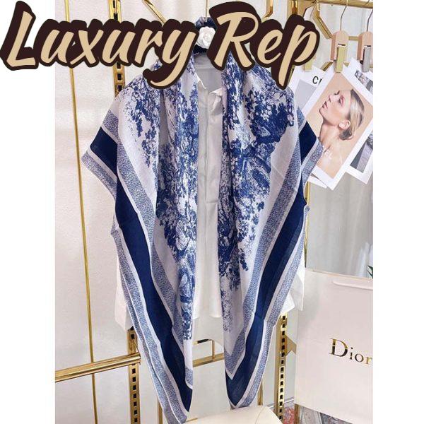 Replica Dior CD Women Toile De Jouy Sauvage Square 90 Scarf Ivory Navy Blue Silk Twill 6